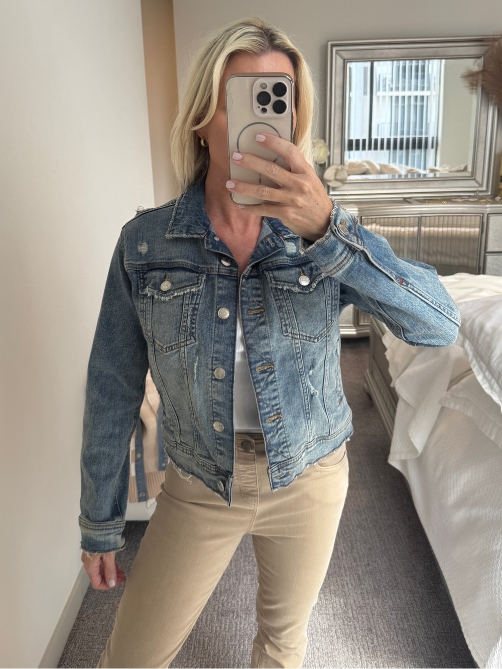 Zara Light Blue Distressed Denim Jacket Medium